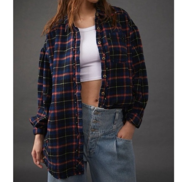 Free People Tops - We the Free Happy Hour Flannel Shirt Size S